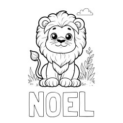 Pobarvanka imena NOEL in levčka