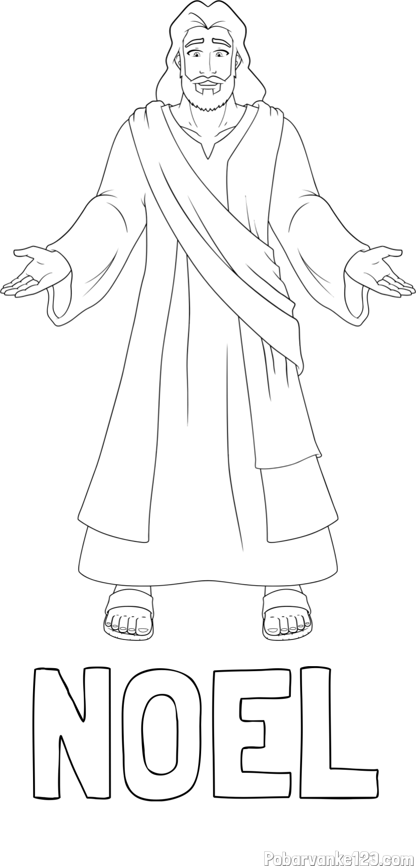 Pobarvanka imena NOEL in pobarvanka Jezusa Kristusa