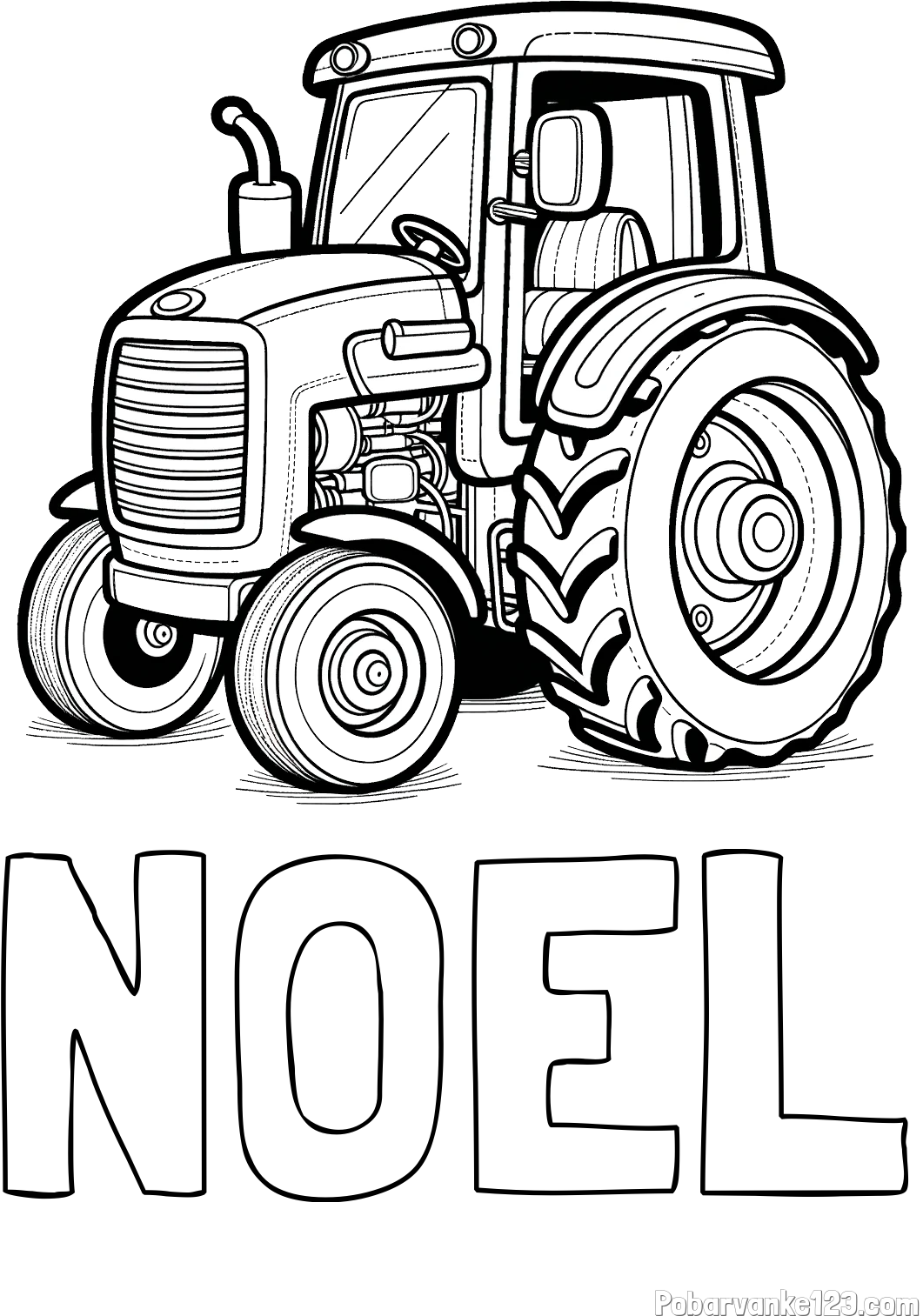 Pobarvanka imena NOEL in pobarvanka starega, a lepega traktorja