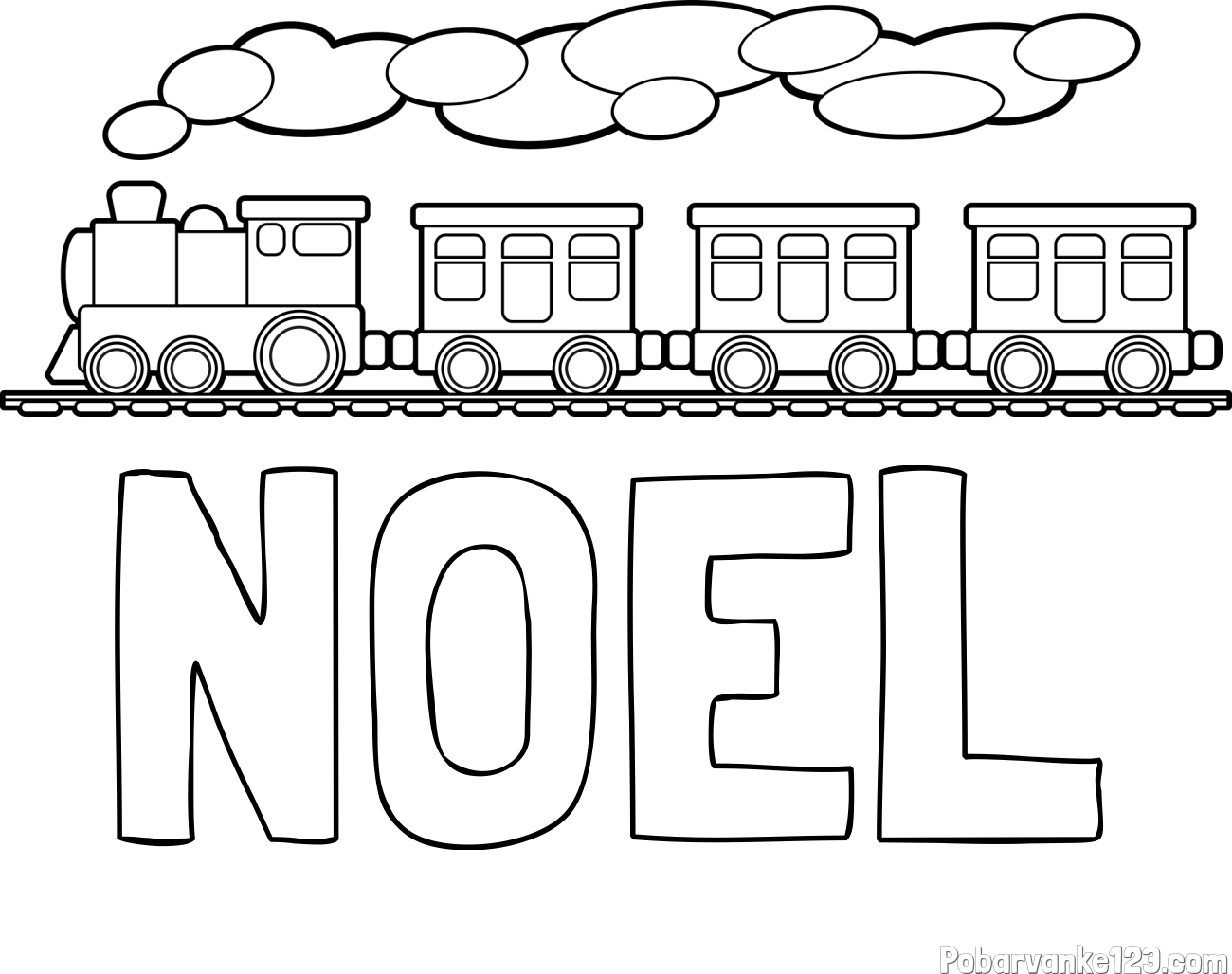 Pobarvanka imena NOEL in pobarvanka vlaka