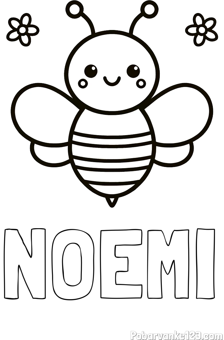 Pobarvanka imena NOEMI in otroška pobarvanka čebele