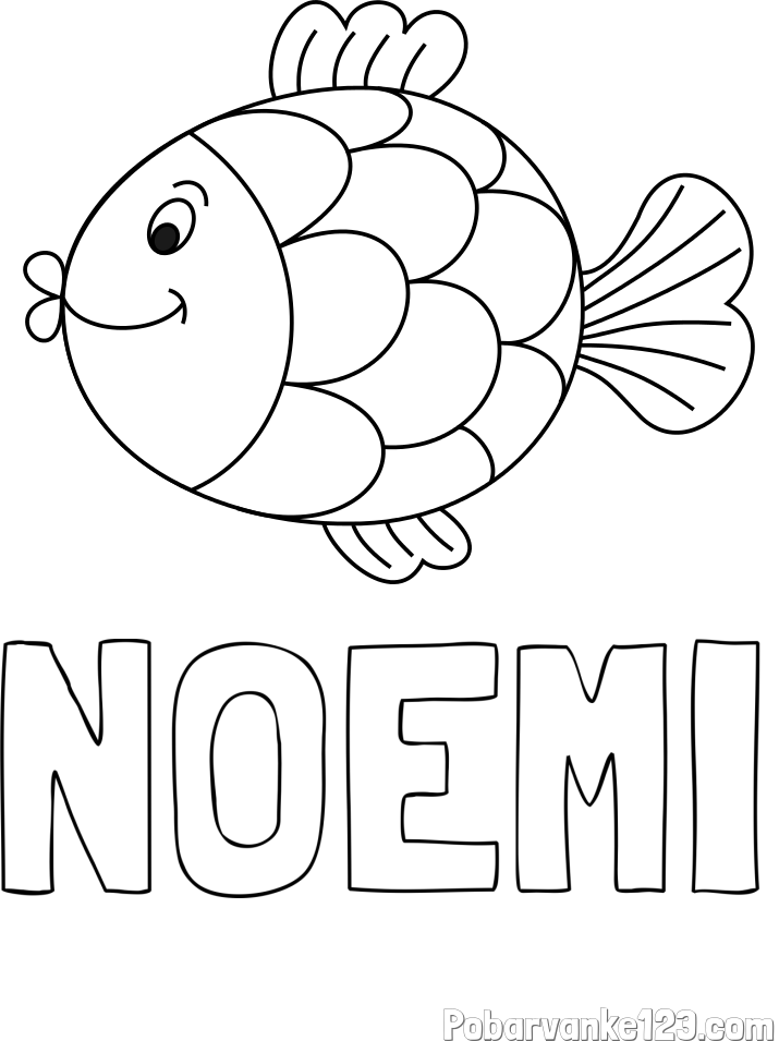 Pobarvanka imena NOEMI in pobarvanka ribice