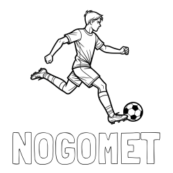 Online izdelana pobarvanka - Pobarvanka imena NOGOMET in pobarvanka nogometaša v napadu