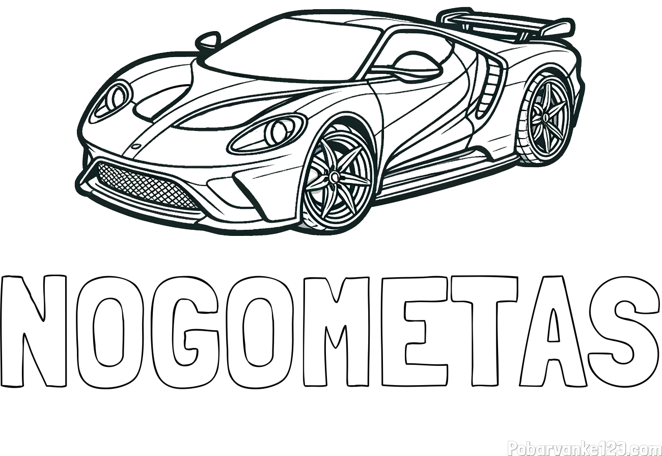 Pobarvanka imena NOGOMETAŠ in Športni avtomobil