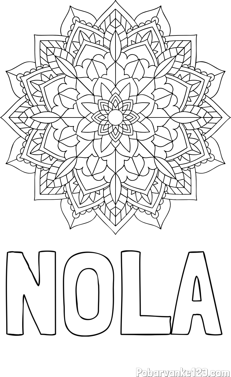 Pobarvanka imena NOLA in Čudovita pobarvanka mendale