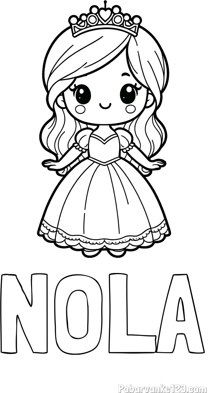 Pobarvanka imena NOLA in pobarvanka ljubke princeske