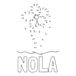 Online izdelana pobarvanka - Pobarvanka imena NOLA in pobarvanka rože - poveži številke