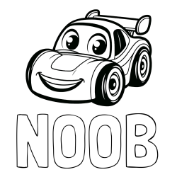 Pobarvanka imena NOOB in pobarvanka otroškega avtomobila