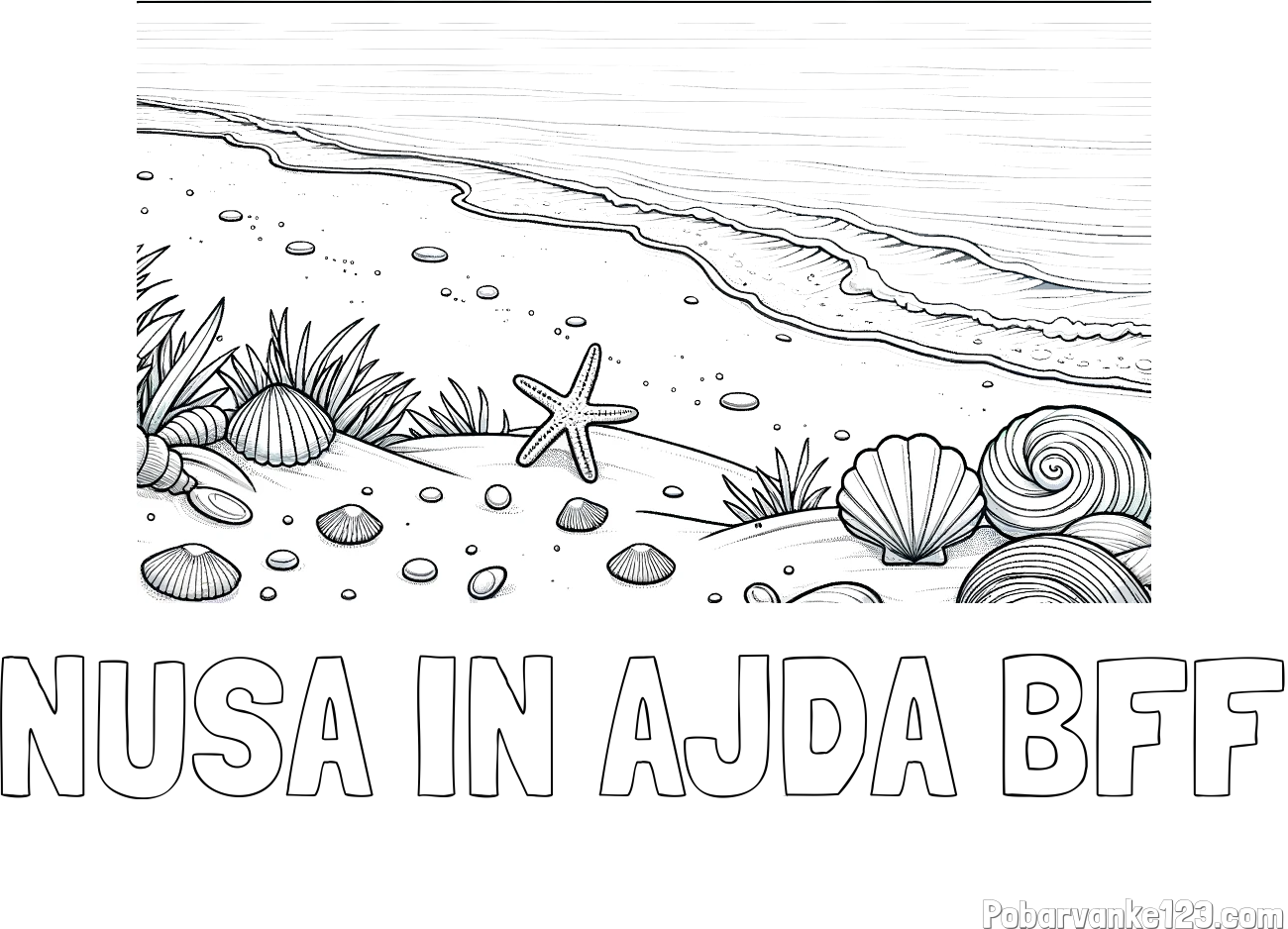 Pobarvanka imena NUŠA IN AJDA BFF in pobarvanka morja in plaže