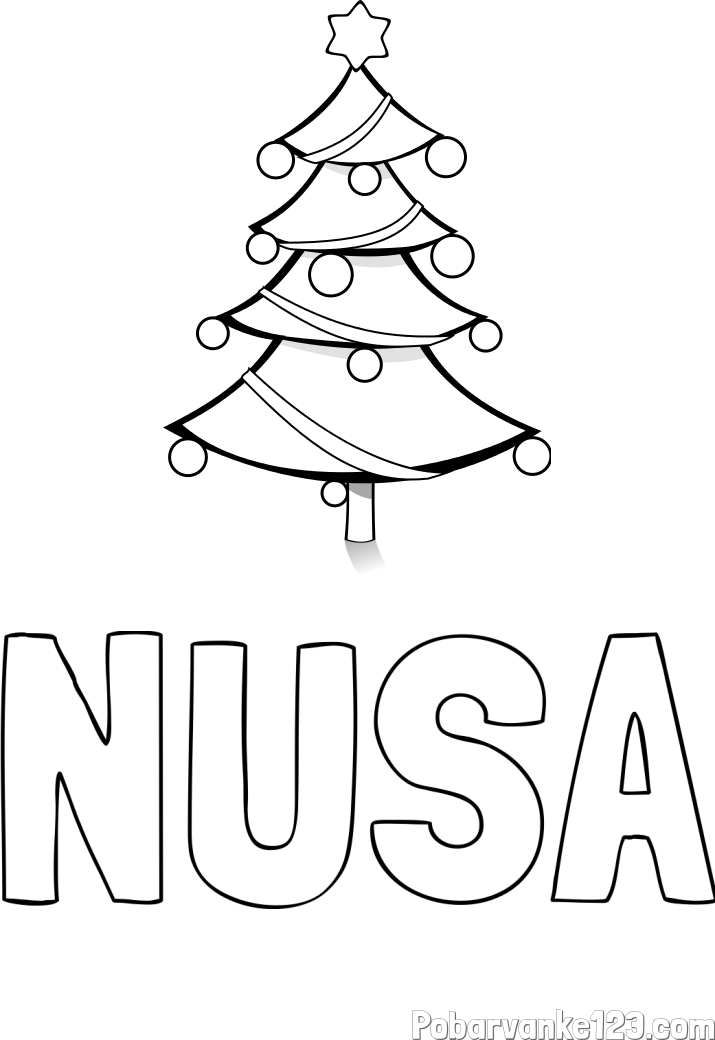 Pobarvanka imena NUŠA in božična smreka