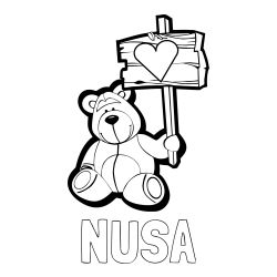 Pobarvanka imena NUŠA in  medvedka