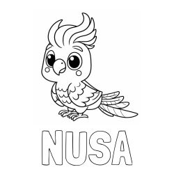 Pobarvanka imena NUŠA in papige