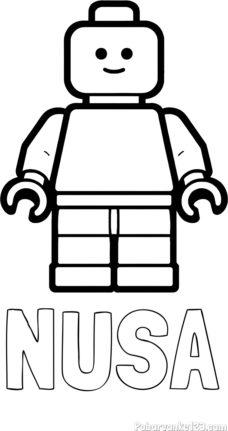 Pobarvanka imena NUŠA in pobarvanka LEGO figurice fanta