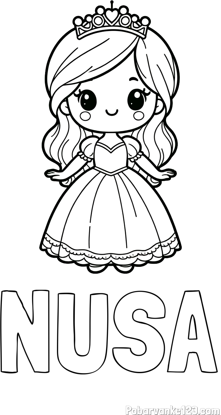 Pobarvanka imena NUŠA in pobarvanka ljubke princeske
