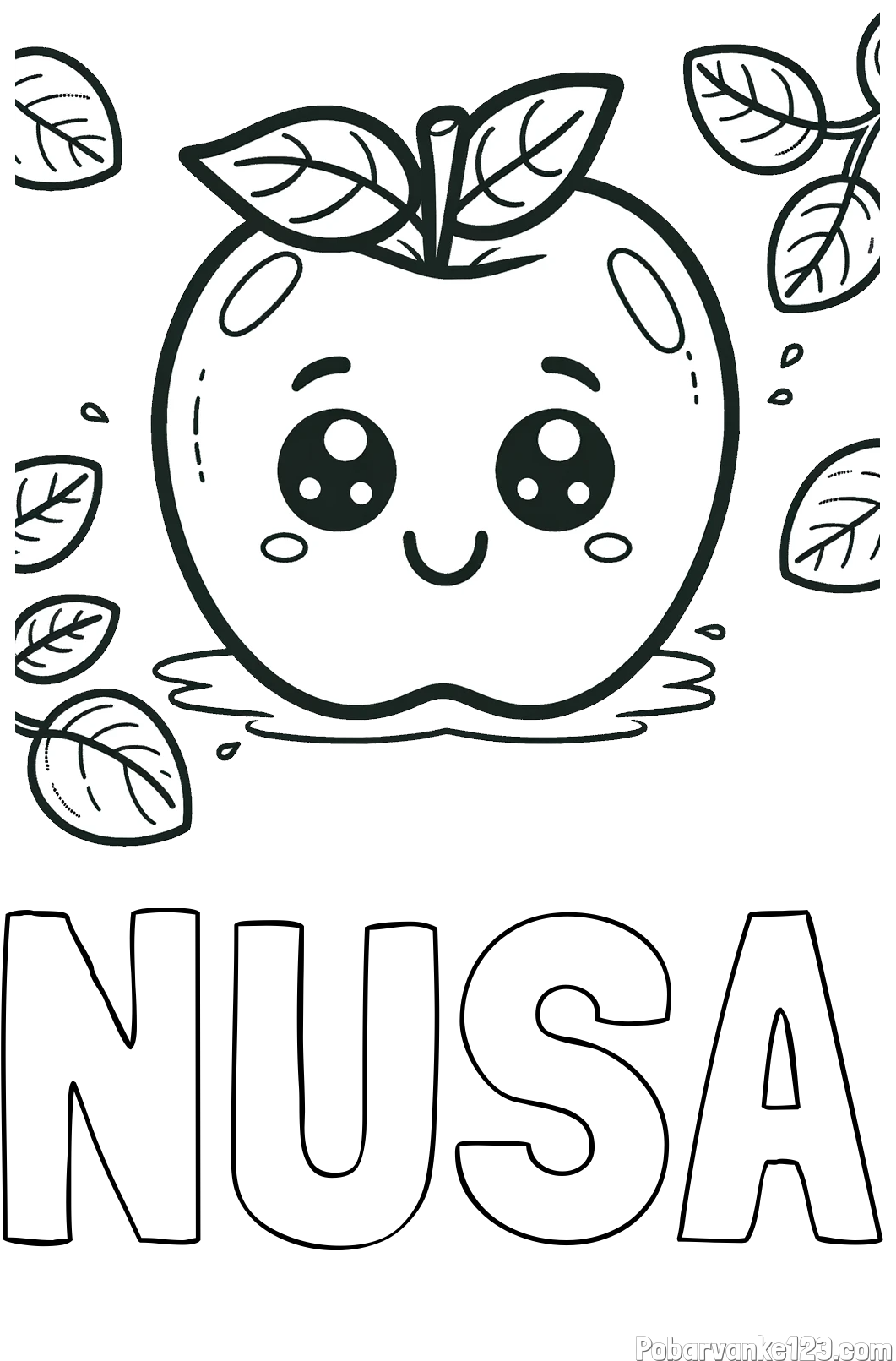 Pobarvanka imena NUŠA in pobarvanka nasmejane jabolke