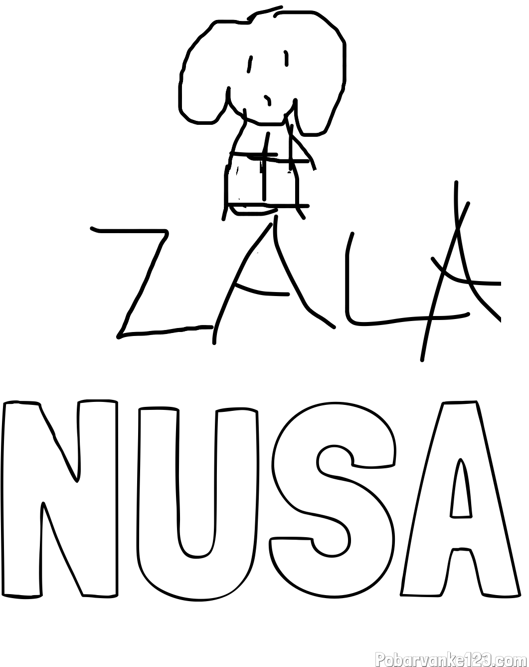 Pobarvanka imena NUŠA in zalin kuža Sky