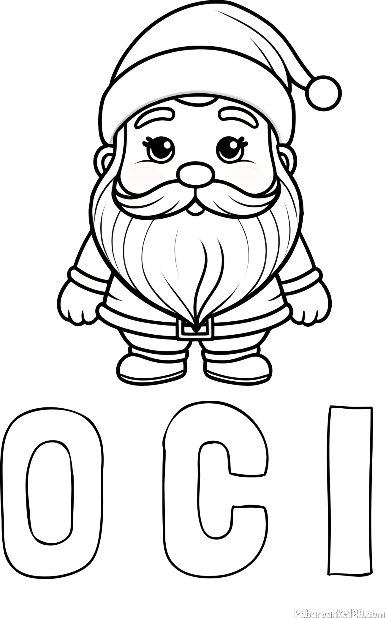 Pobarvanka imena O C I in otroška pobarvanka ljubkega Božička