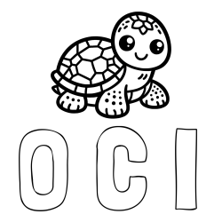 Online izdelana pobarvanka - Pobarvanka imena O C I in otroška pobarvanka želve
