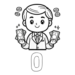 Online izdelana pobarvanka - Pobarvanka imena O in otroška pobarvanka bankirja z veliko denarja