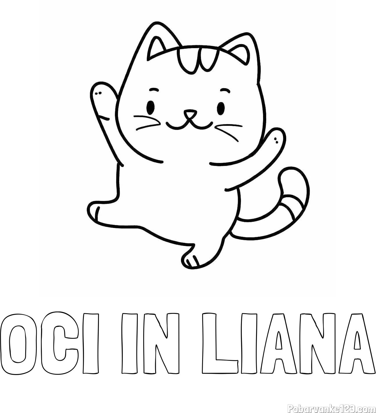 Pobarvanka imena OČI IN LIANA in pobarvanka razigrane mačke