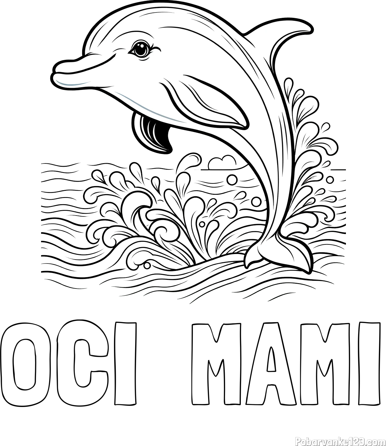 Pobarvanka imena OČI  MAMI in pobarvanka ljubkega delfina