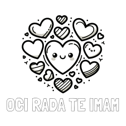 Online izdelana pobarvanka - Pobarvanka imena OČI RADA TE IMAM in pobarvanka srčkov