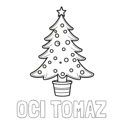 Online izdelana pobarvanka - Pobarvanka imena OČI TOMAŽ in pobarvanka lepe božične smrečice