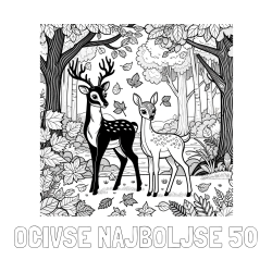 Online izdelana pobarvanka - Pobarvanka imena OČIVSE NAJBOLJŠE 50 in pobarvanka srnice in jelenčka