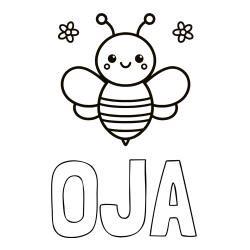 Online izdelana pobarvanka - Pobarvanka imena OJA in otroška pobarvanka čebele