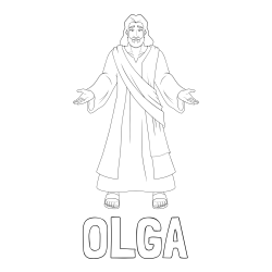Online izdelana pobarvanka - Pobarvanka imena OLGA in pobarvanka Jezusa Kristusa