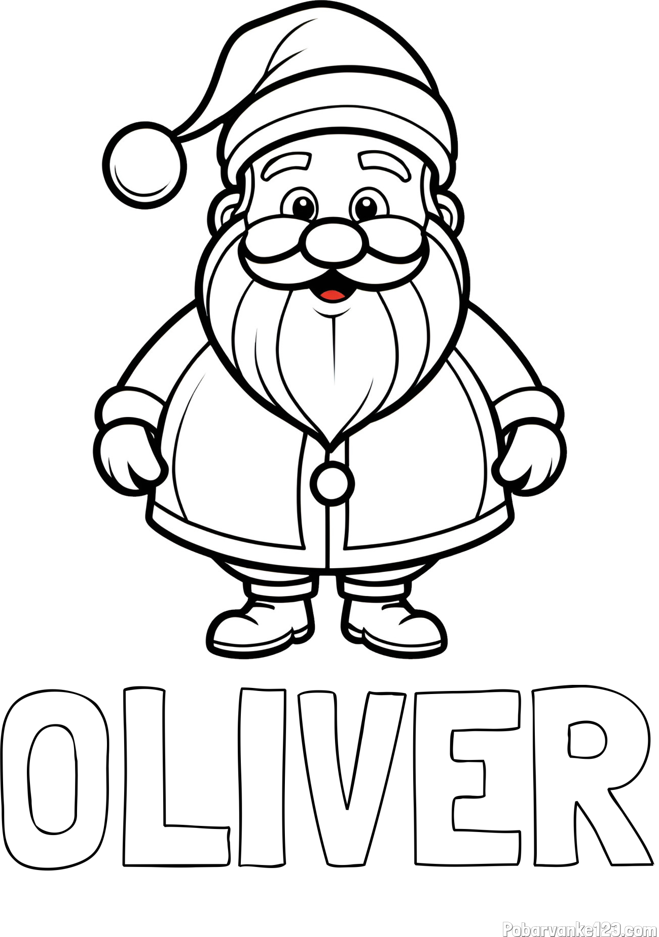 Pobarvanka imena OLIVER in otroška pobarvanka prikupnega Božička