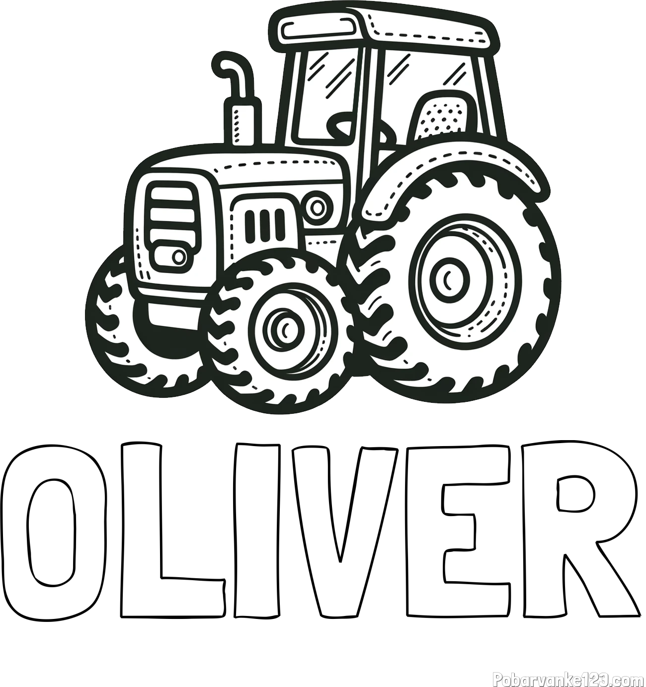 Pobarvanka imena OLIVER in pobarvanka čudovitega traktorja