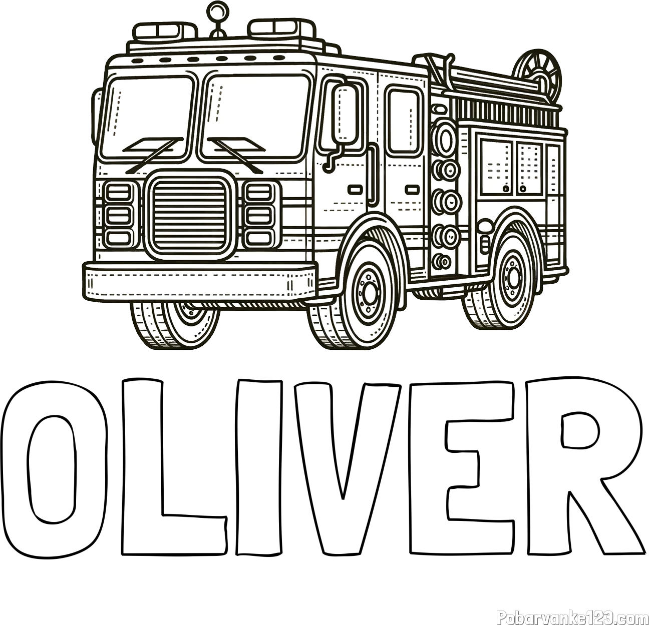 Pobarvanka imena OLIVER in pobarvanka gasilskega avta