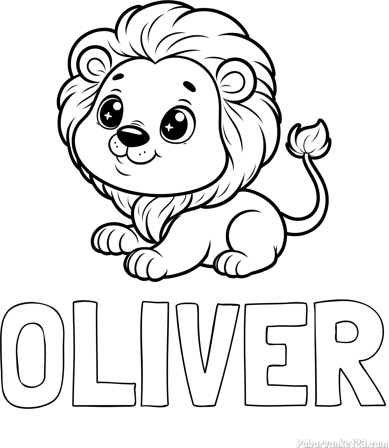 Pobarvanka imena OLIVER in pobarvanka igrivega levčka