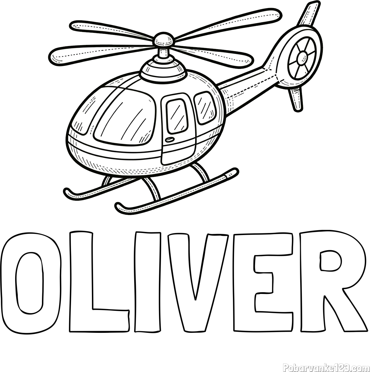 Pobarvanka imena OLIVER in pobarvanka manjšega helikopterja