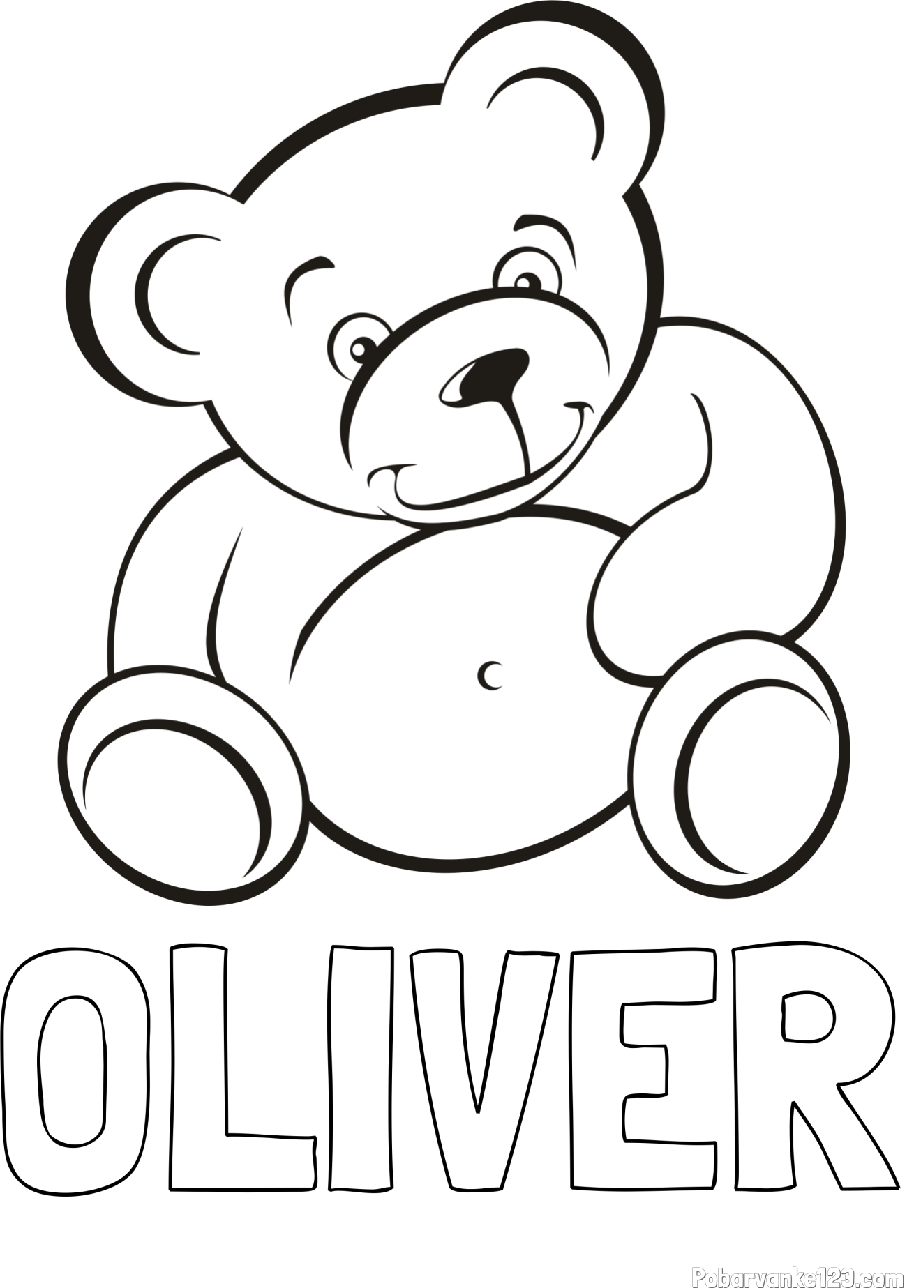 Pobarvanka imena OLIVER in pobarvanka medvedka