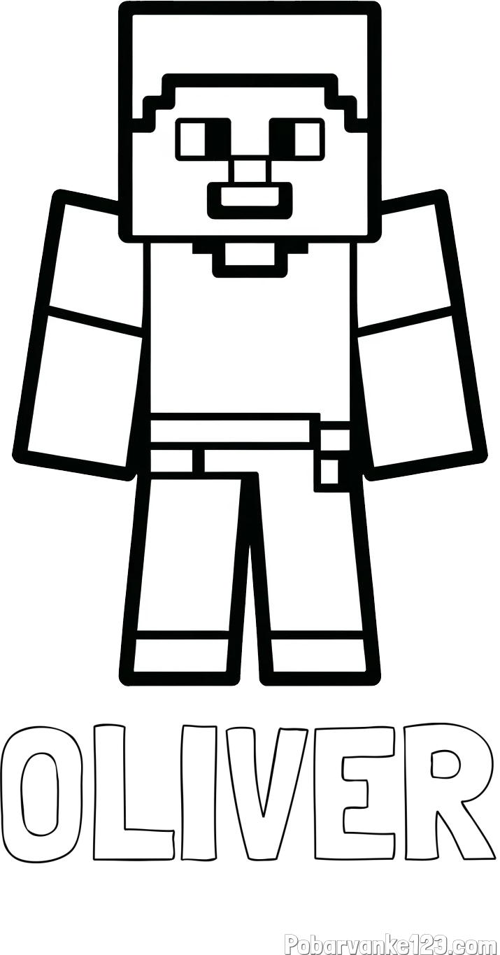 Pobarvanka imena OLIVER in pobarvanka Minecraft figurice