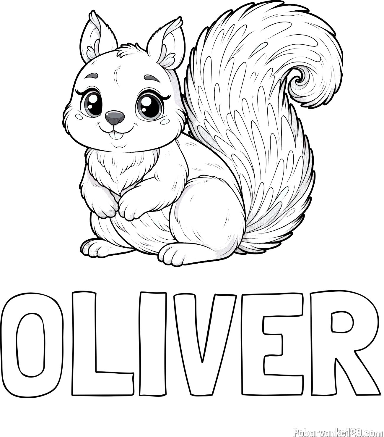 Pobarvanka imena OLIVER in pobarvanka prikupne veverice