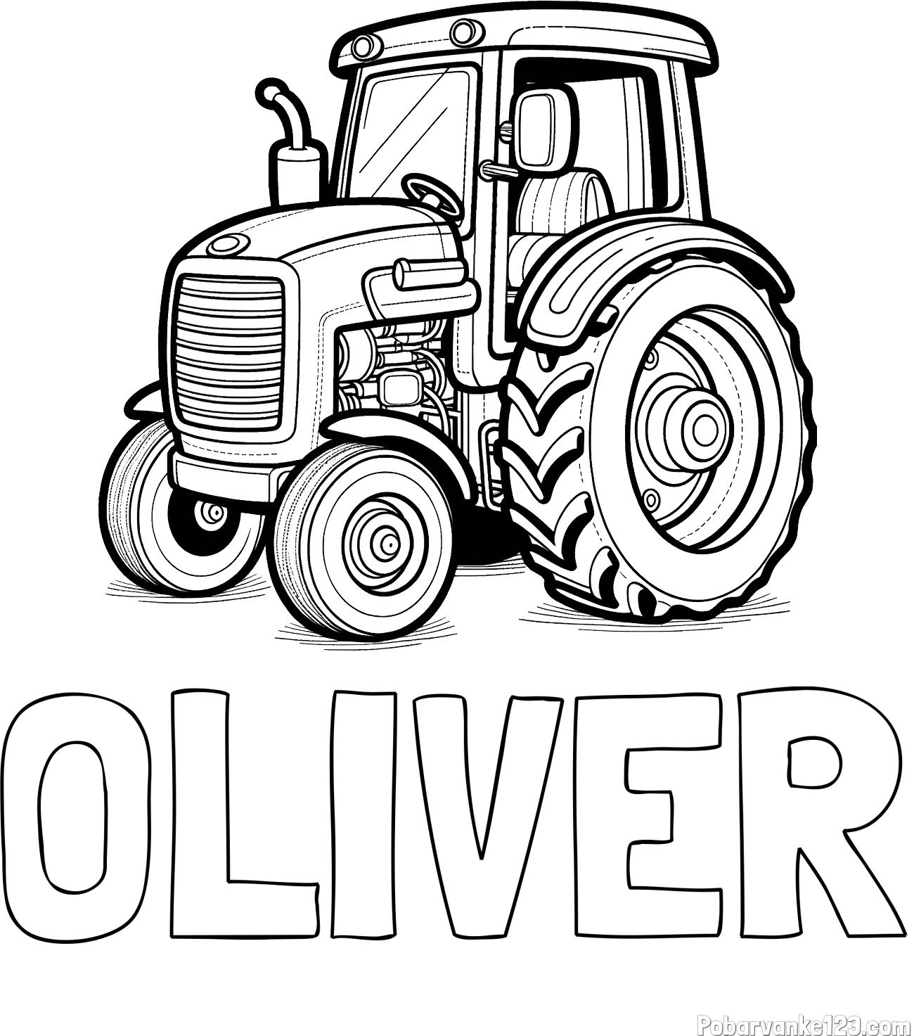 Pobarvanka imena OLIVER in pobarvanka starega, a lepega traktorja