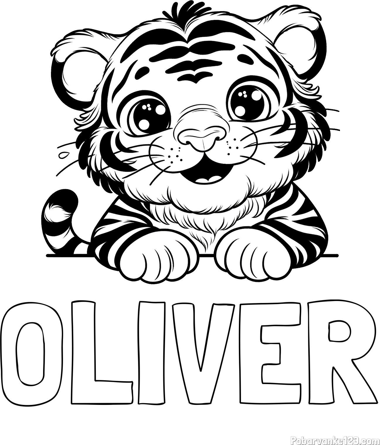 Pobarvanka imena OLIVER in pobarvanka tigrček