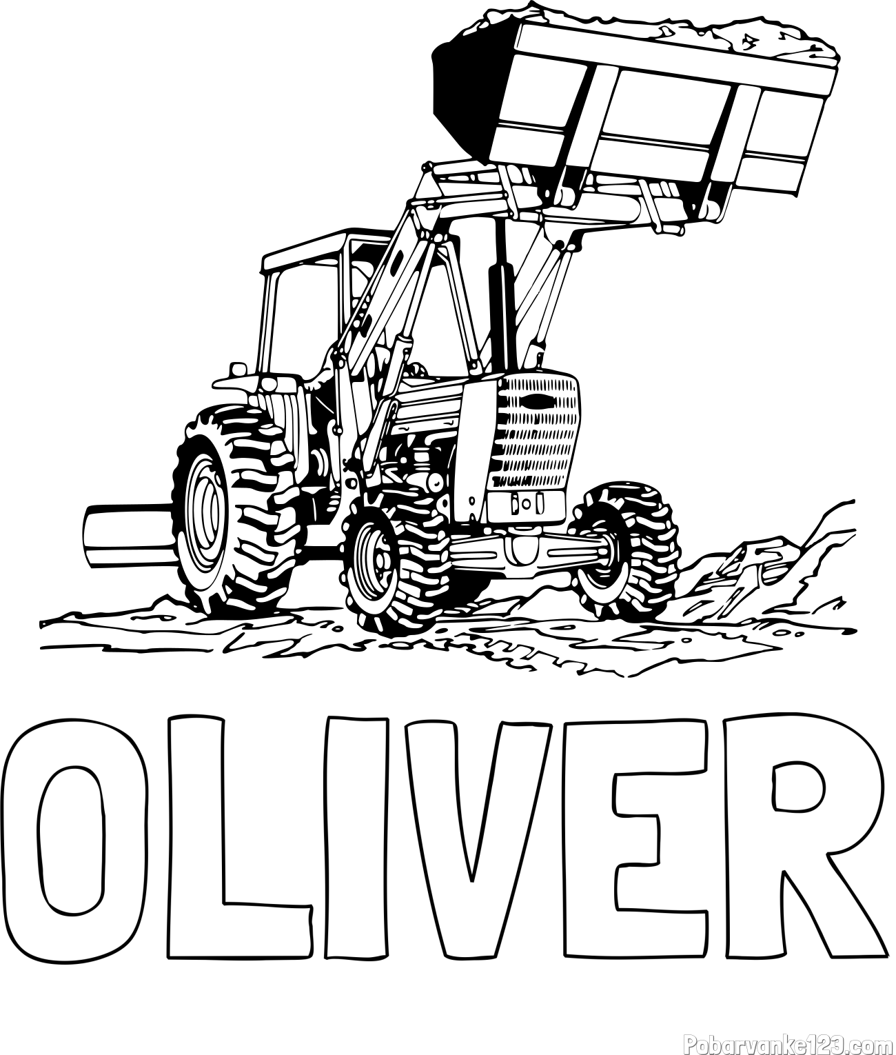 Pobarvanka imena OLIVER in pobarvanka traktorja