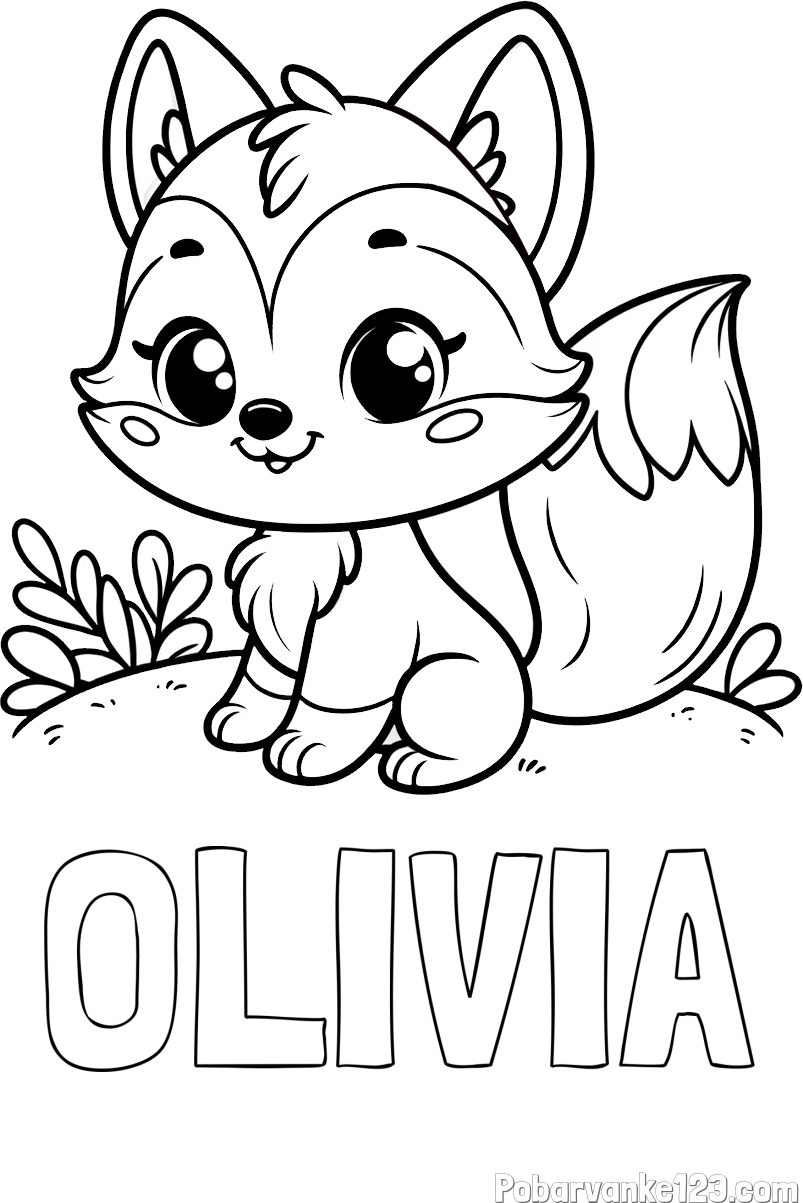 Pobarvanka imena OLIVIA in pobarvanka lisičke