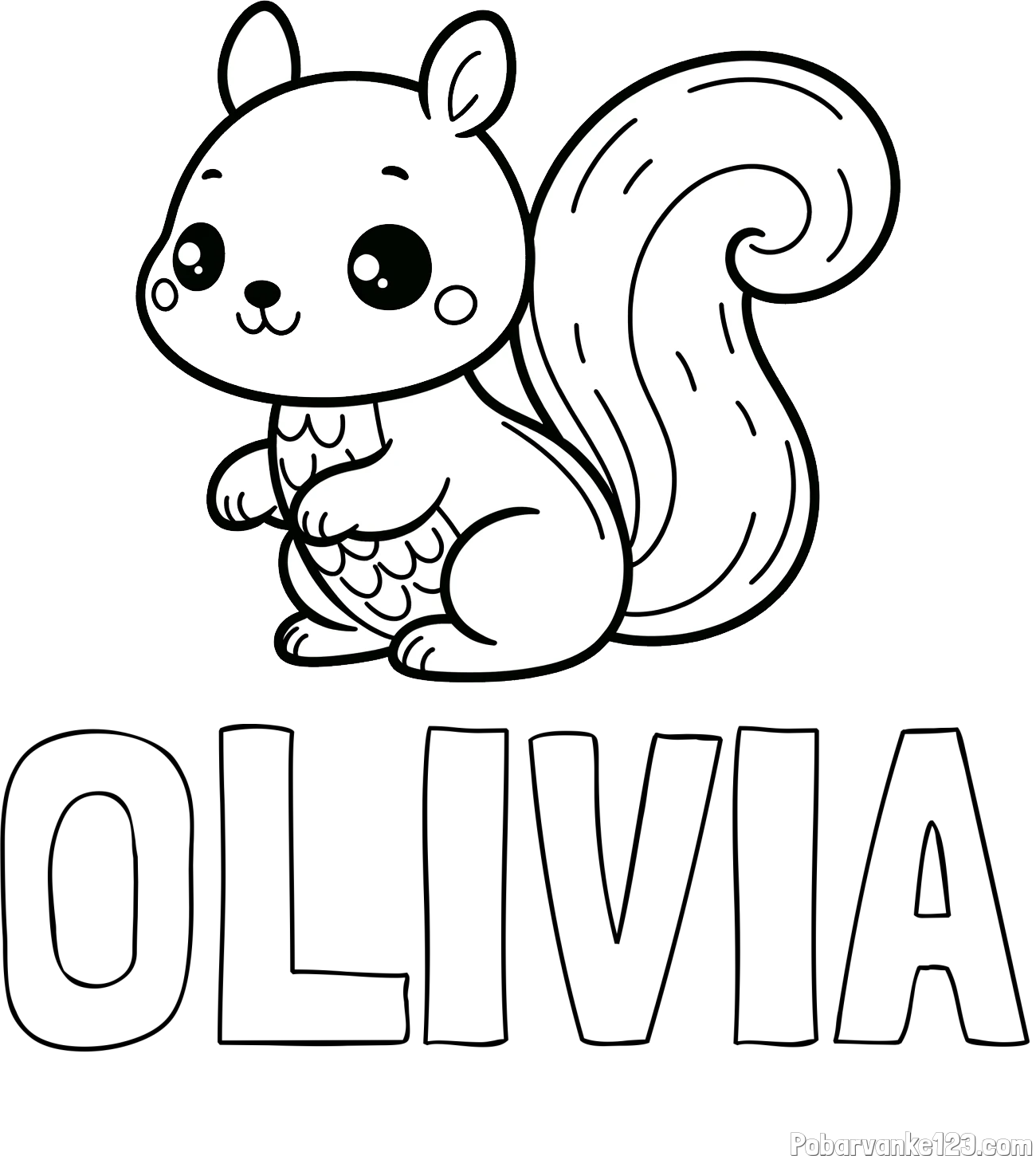 Pobarvanka imena OLIVIA in pobarvanka ljubke veverice