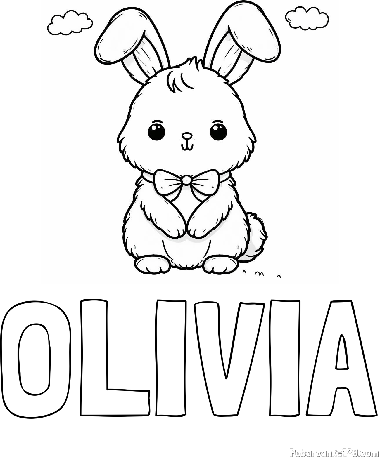 Pobarvanka imena OLIVIA in pobarvanka prikupnega zajčka
