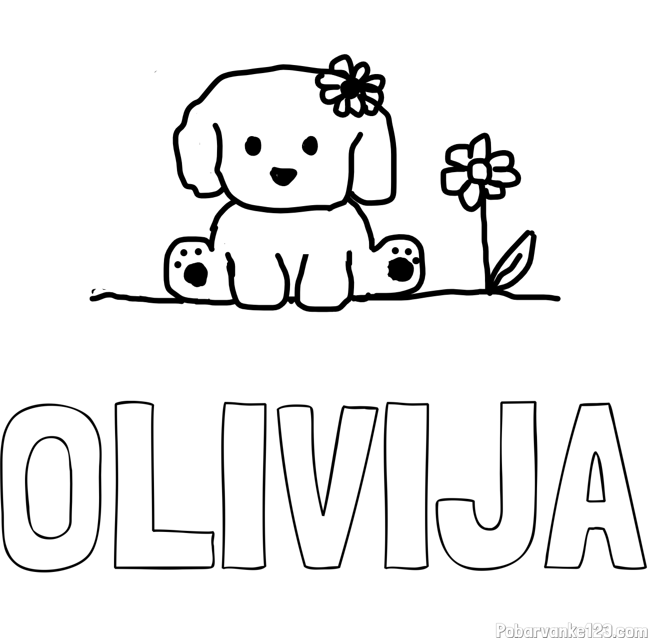 Pobarvanka imena OLIVIJA in KUŽIKA