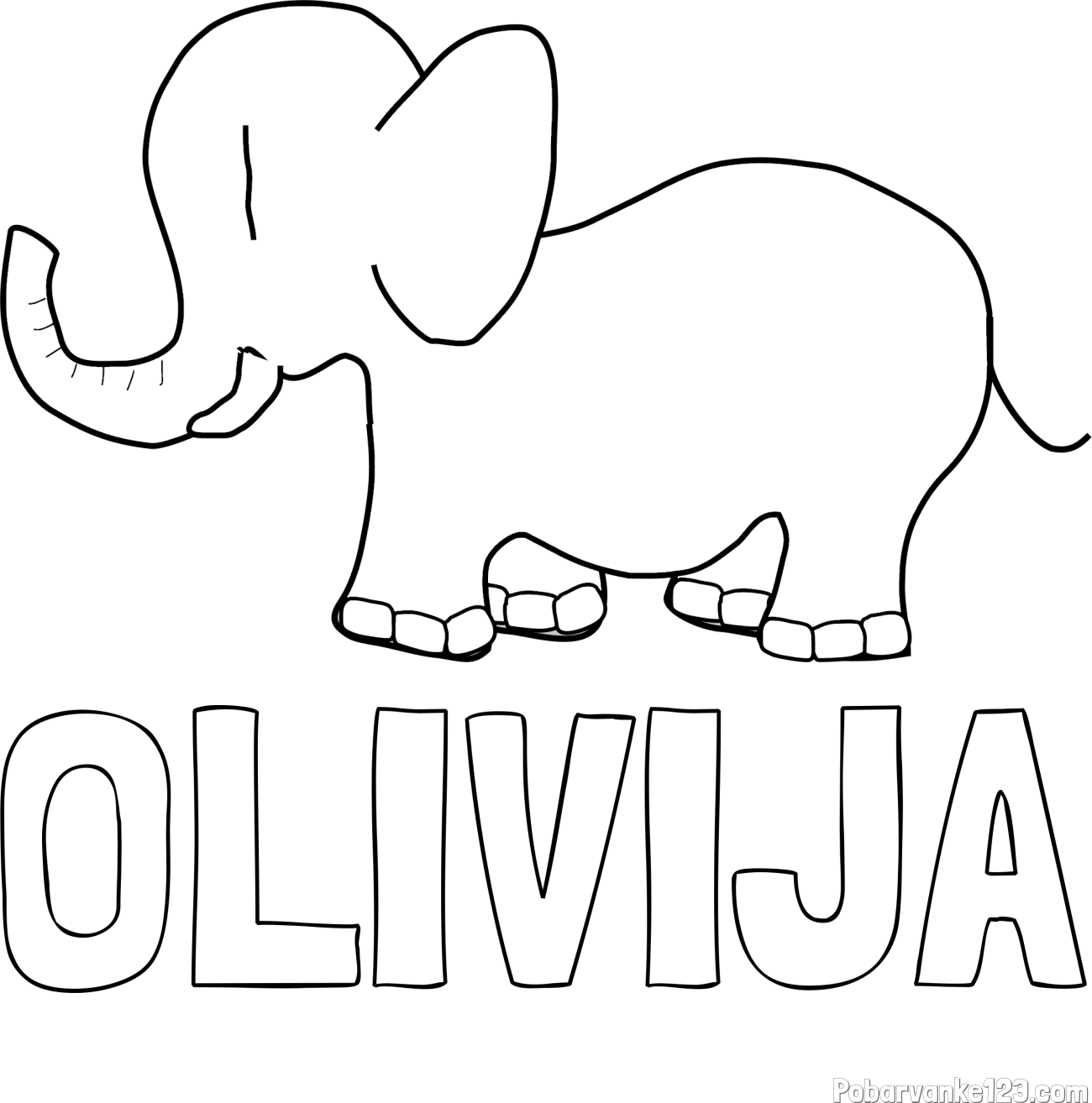 Pobarvanka imena OLIVIJA in otroška pobarvanka slončka