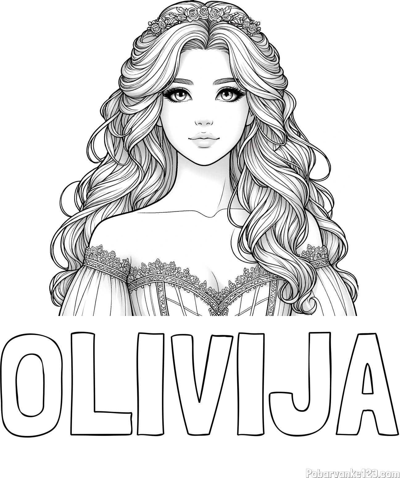Pobarvanka imena OLIVIJA in pobarvanka lepe princese