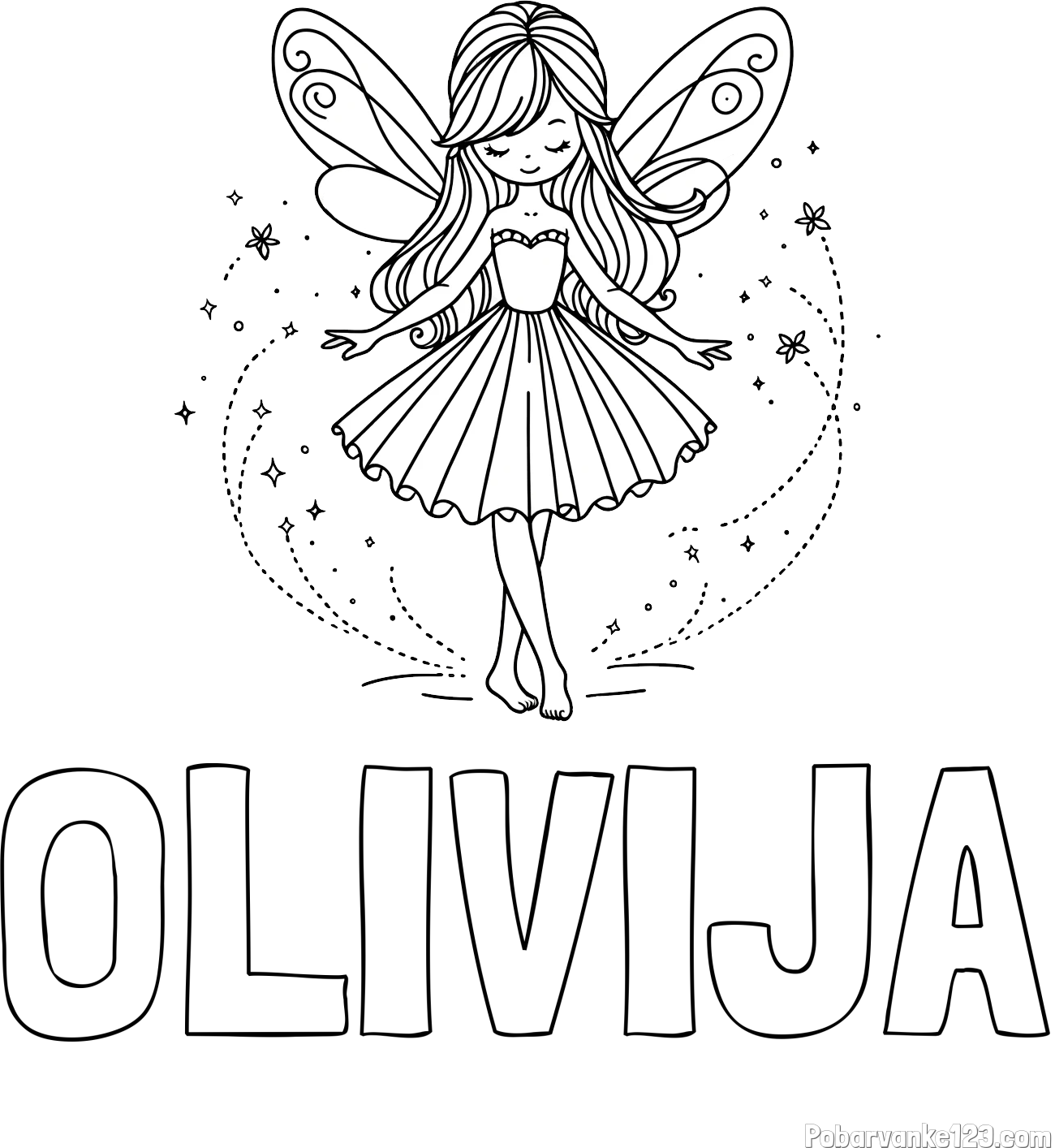 Pobarvanka imena OLIVIJA in pobarvanka ljubke čarobne vile