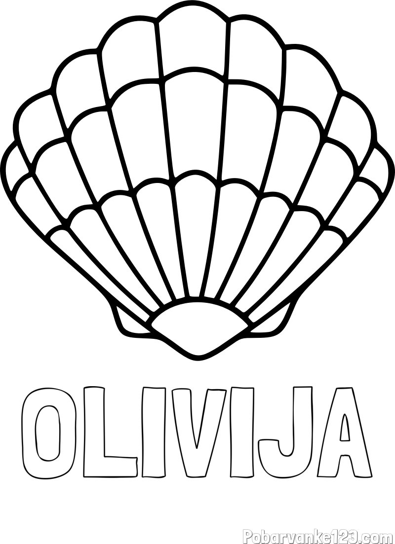 Pobarvanka imena OLIVIJA in pobarvanka školjke