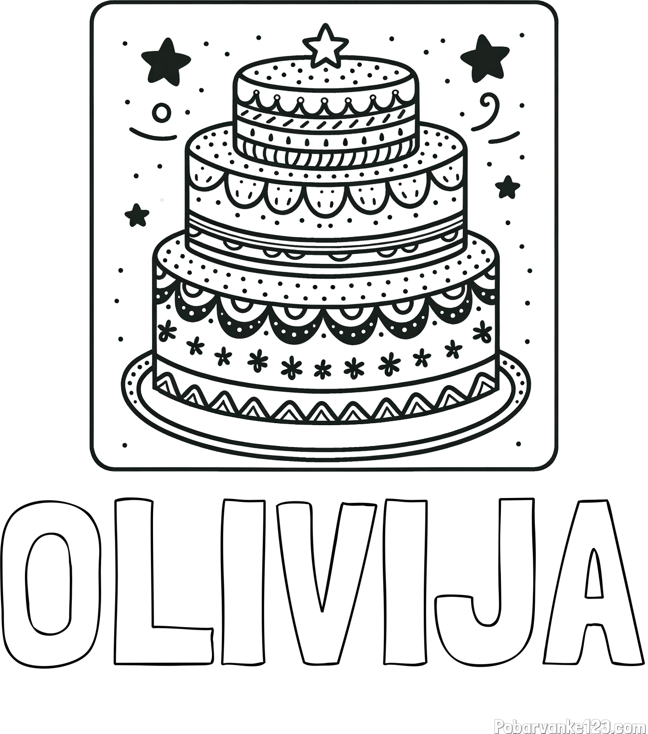 Pobarvanka imena OLIVIJA in pobarvanka slastne torte